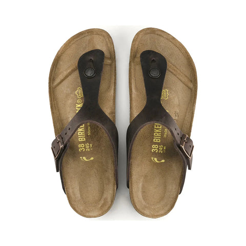 Gizeh Oiled Leather (Regular Width) - Habana Slides Birkenstock 