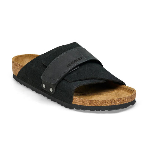 Kyoto - Black Suede/Nubuck Leather - Regular Slides Birkenstock 