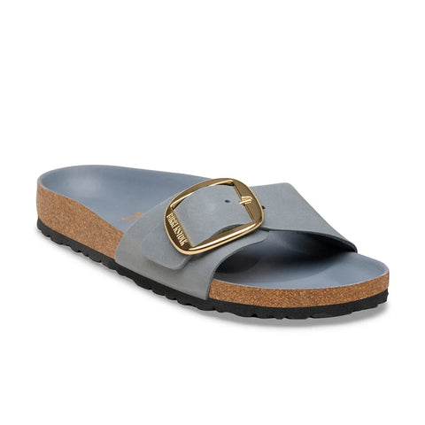 Madrid Big Buckle Oiled Leather (Regular Width) - Basalt Grey Slides Birkenstock 