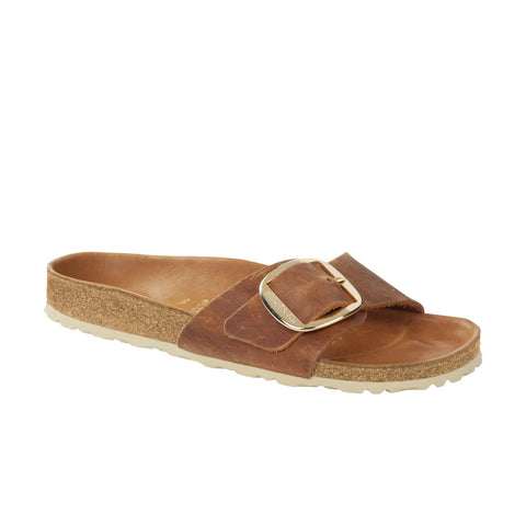 Madrid Big Buckle Oiled Leather (Regular width) Cognac Slides Birkenstock 