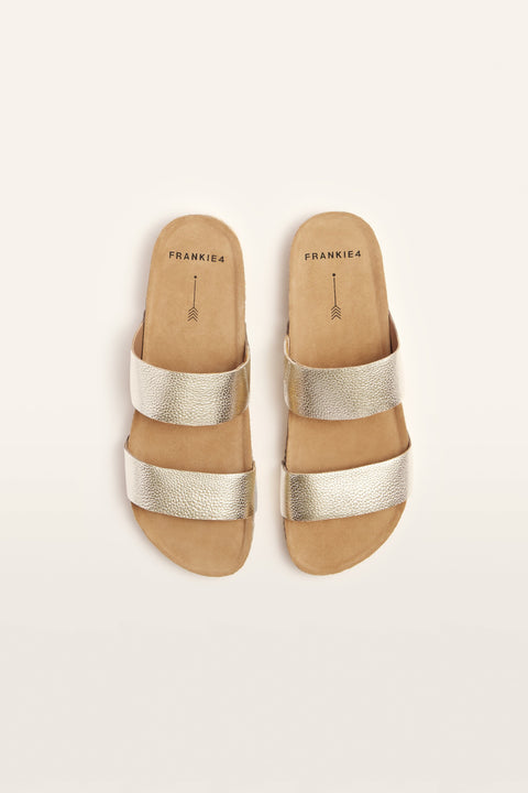 Maria III - Womens - White Gold Pebbled Slides Frankie4 