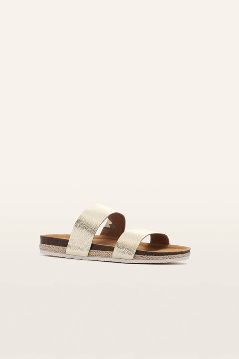 Maria III - Womens - White Gold Pebbled Slides Frankie4 