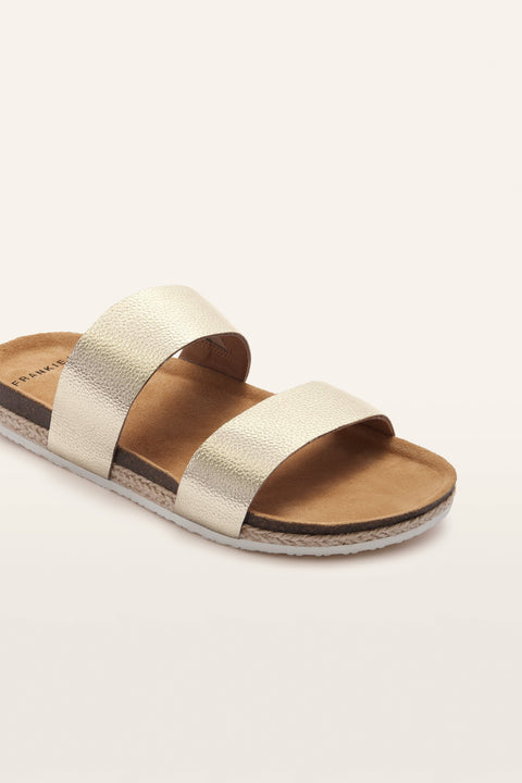 Maria III - Womens - White Gold Pebbled Slides Frankie4 