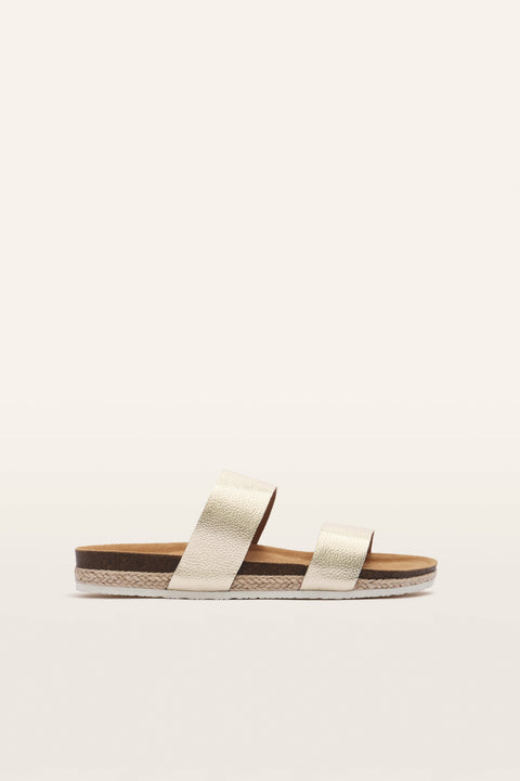 Maria III - Womens - White Gold Pebbled Slides Frankie4 