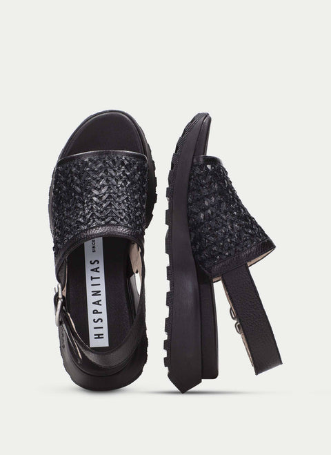 Marrakech Rafia - Womens - Black Sandals Hispanitas 