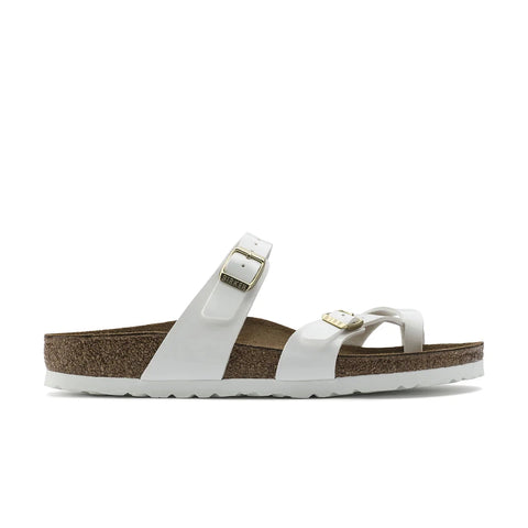 Mayari Birko-Flor Patent (Regular Width) - White Slides Birkenstock 
