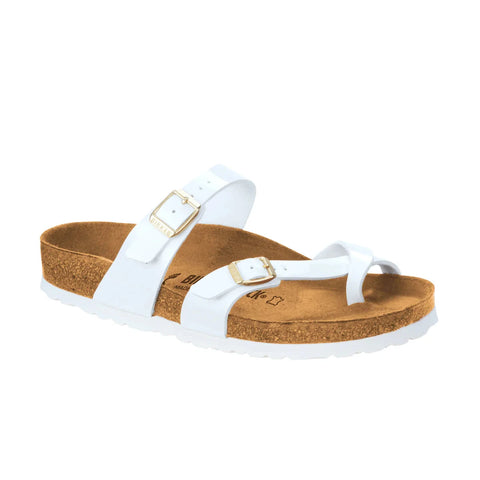 Mayari Birko-Flor Patent (Regular Width) - White Slides Birkenstock 