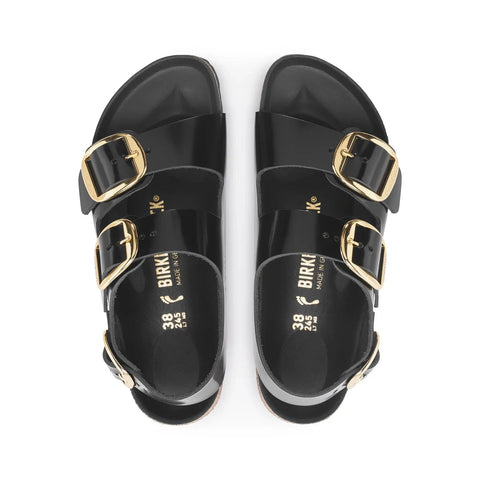 Milano Big Buckle Sandal - High Shine Black - Regular Sandals Birkenstock 