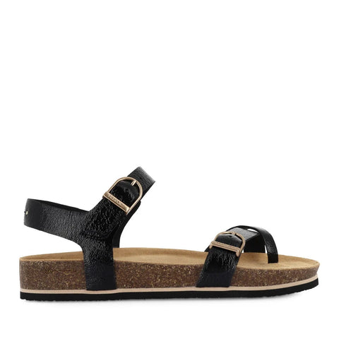 Orla - Black Crinkle Sandals Frankie4 