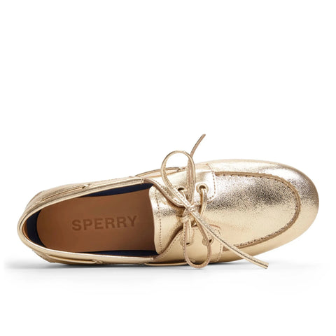 Slim Boat - Womens - Gold Crinkle Boat Sperry 