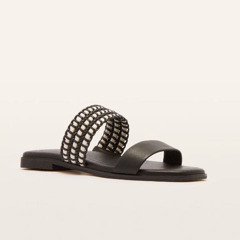 Sloane - Black Weave Slides Frankie4 