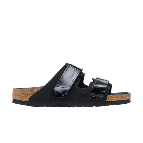 Uji High Shine Black Nubuck Leather - Narrow Slides Birkenstock 