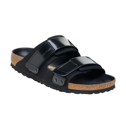 Uji High Shine Black Nubuck Leather - Narrow Slides Birkenstock 