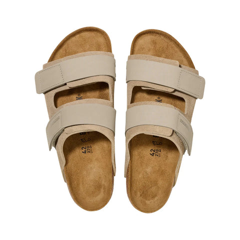 Uji Taupe Suede/Nubuck Leather - Regular Slides Birkenstock 