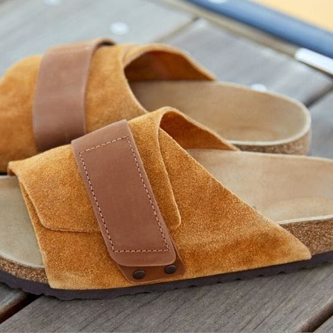 Kyoto Suede Nubuck Leather (Regular Width) - Mink Slides Birkenstock 