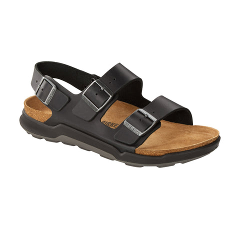 Milano Cross Town Waxy Leather (Regular Width) - Black Sandals Birkenstock 