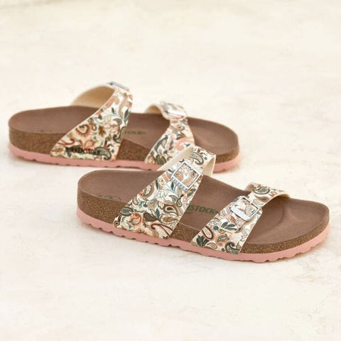 Sydney Vegan Birko-Flor (Regular Width) - Light Rose Multicolour Slides Birkenstock 